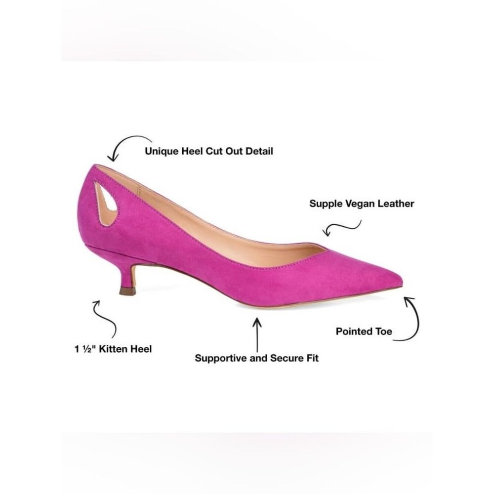 Journee Collection Pink Pointed Toe Kitten Heel Pumps